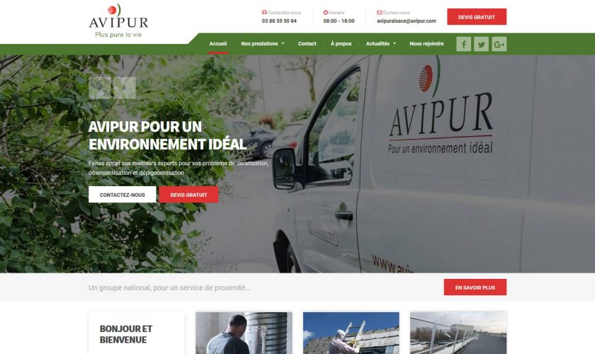 Conception du site internet Avipur