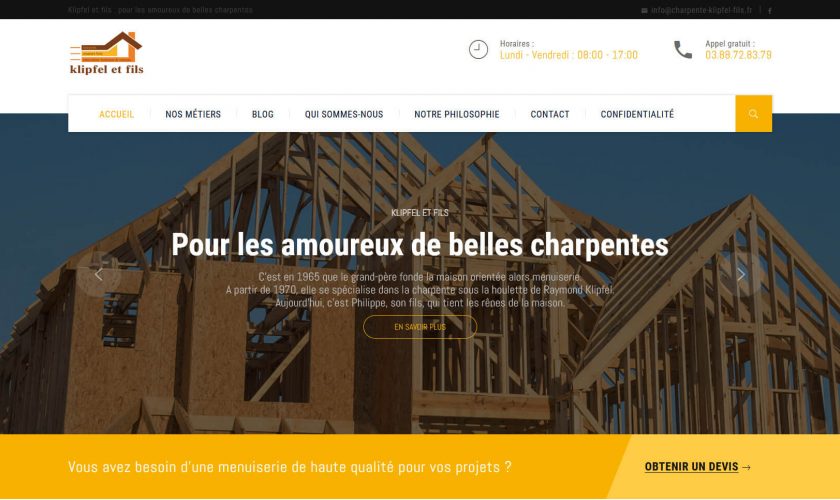 Conception et réalisation du nouveau site internet pour la menuiserie Klipfel