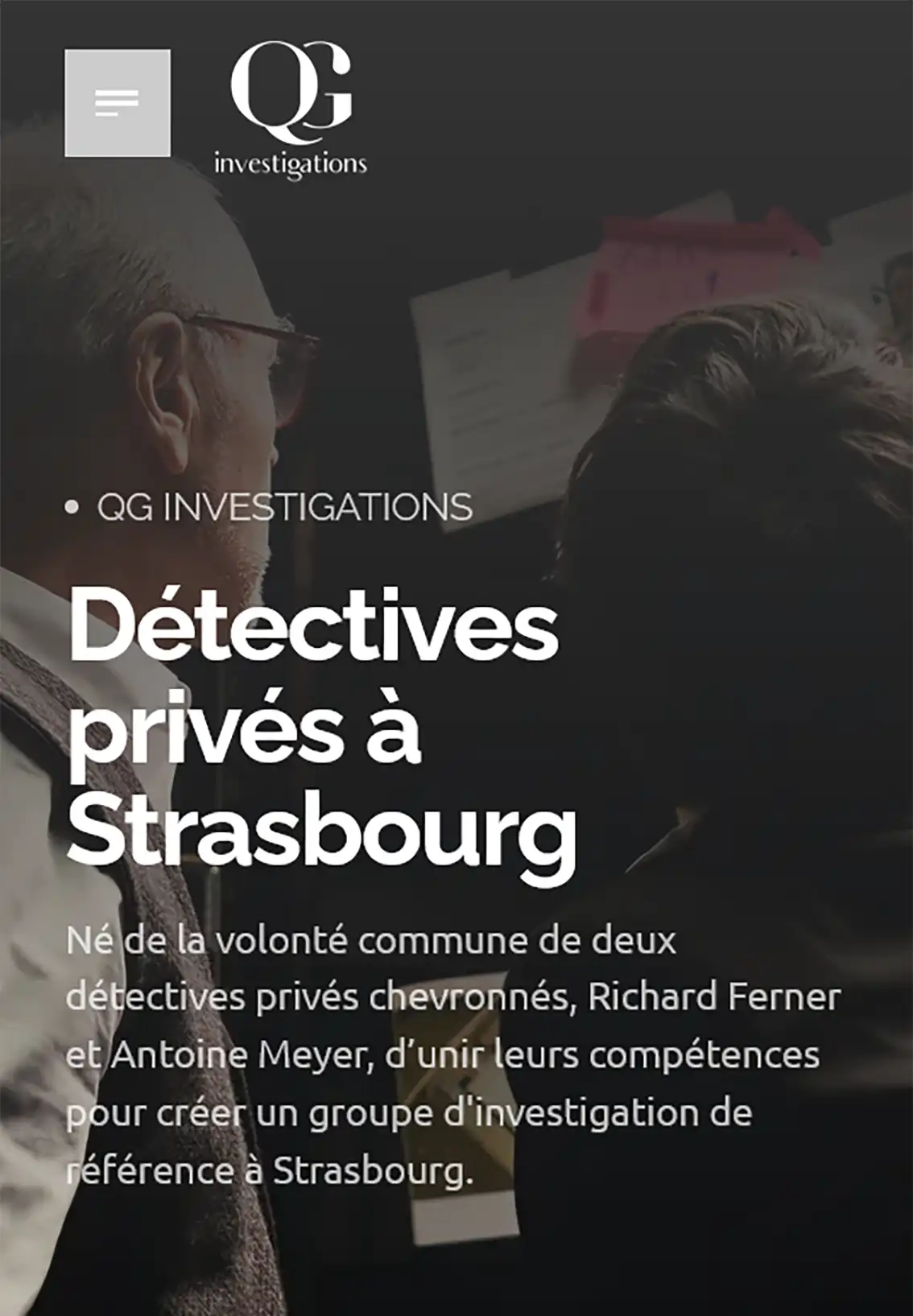Création du site QG Investigations - Détective privé sur Haguenau